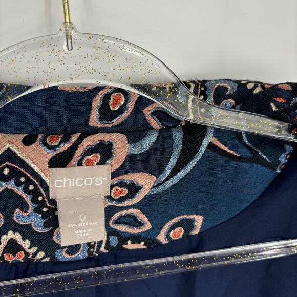 Chico’s Jacquard Jacket Size Small Metallic Thread Embroidered Gold Brocade - Picture 4 of 16